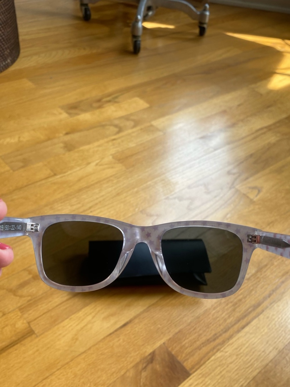 Saint Laurent Acetate Frame Sunglasses with Red Stars and Black Lenses - Picture 4 of 8